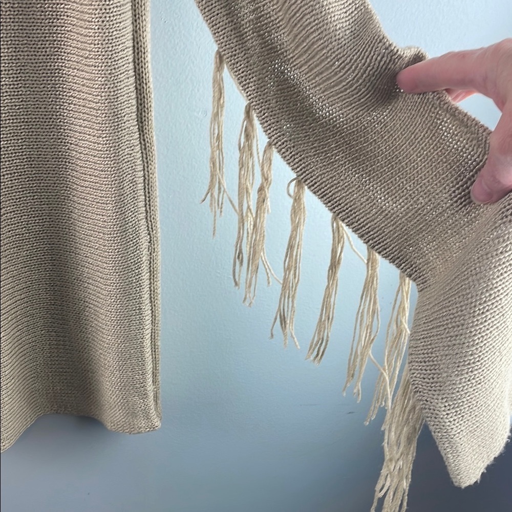 Women's Beige Sweater with Fringe Detail Size S